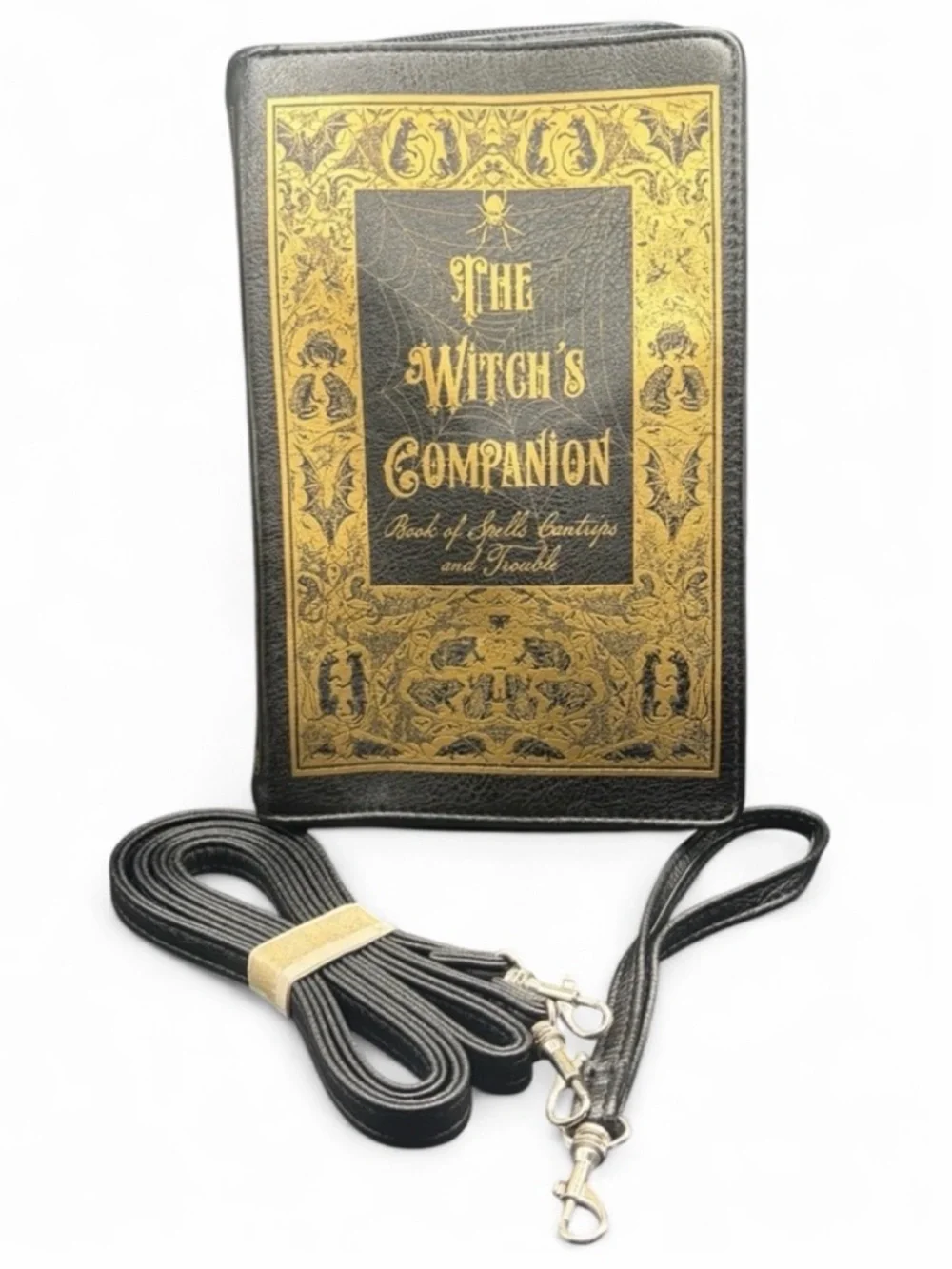 The Witch's Companion Black & Gold Tone Book Style Purse Handbag Clutch Wristlet